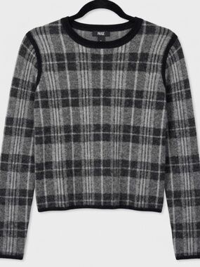 Paige Plaid Alpaca Wool Blend Sweater | Crew Neck Pullover | Size M